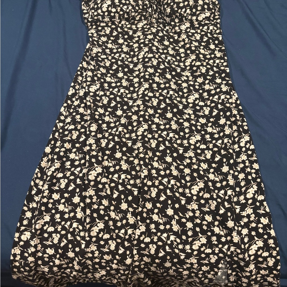 Floral Black and White Women's Dress